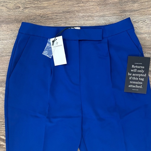 Tuckernuck Sapphire Blue Pleated Duncan Trouser High Rise Chic Womens Size M NWT - Picture 3 of 11